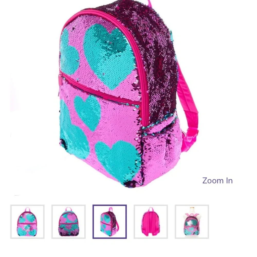 New with tags Claire’s back pack hearts sequins